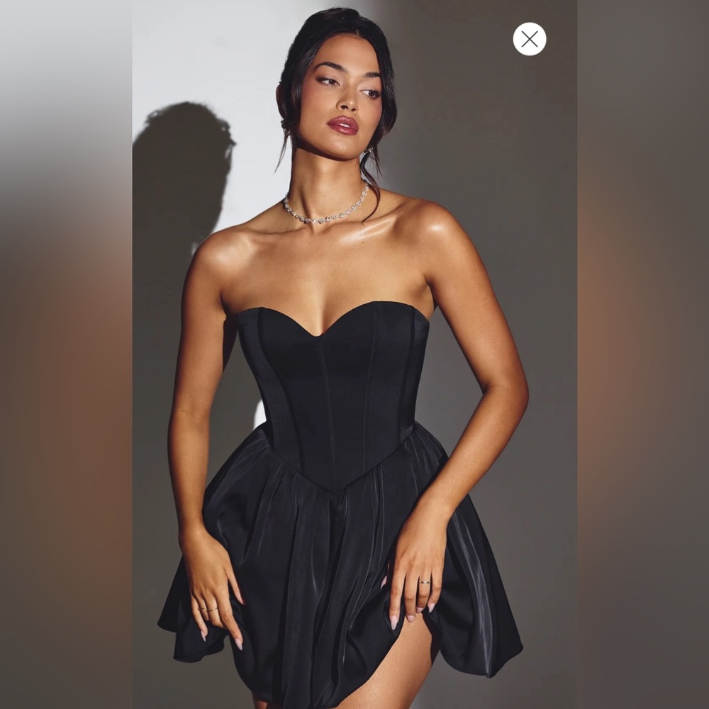 EMELINE Oh Polly Corset Tulle Mini Dress in Jet Black